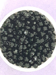 6MM GLASS CRYSTAL FACETED ROUND BEADS - BLACK