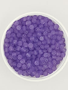 4MM FROSTED GLASS ROUND BEADS - 20 BEADS PER PACKET - LILAC