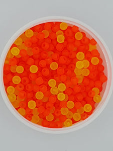 4MM FROSTED GLASS ROUND BEADS - 20 BEADS PER PACKET - YELLOW/ORANGE MIX