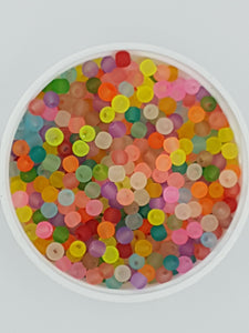 4MM FROSTED GLASS ROUND BEADS - 20 BEADS PER PACKET - MIXED NO 1