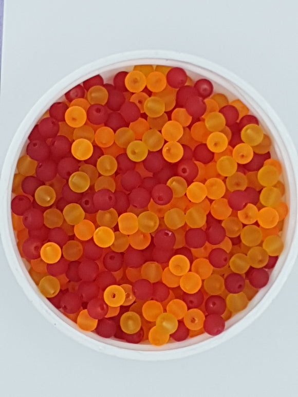 4MM FROSTED GLASS ROUND BEADS - 20 BEADS PER PACKET - MIXED NO 2