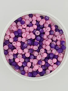 4MM GLASS ROUND BEADS - 20 BEADS PER PACKET - PURPLE/PINK