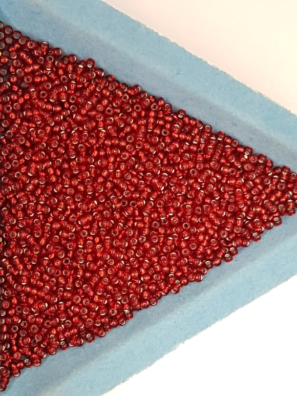 TOHO 11/0 SEED BEADS - SILVER LINED FIRE BRICK RED