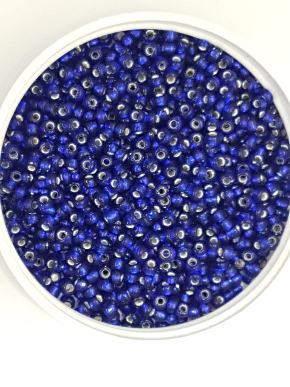 8/0 CHINESE GLASS SEED BEADS - SILVER LINED - DARK BLUE