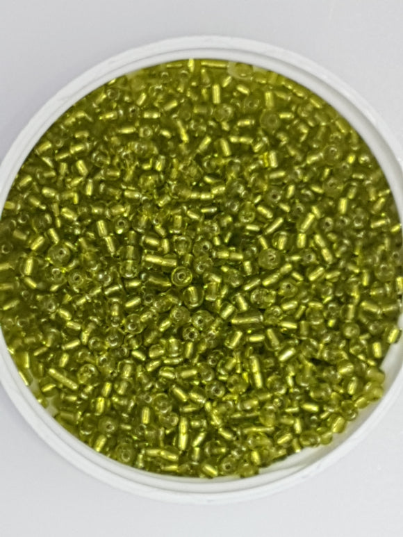 8/0 CHINESE GLASS SEED BEADS - TRANSPARENT PALE OLIVE