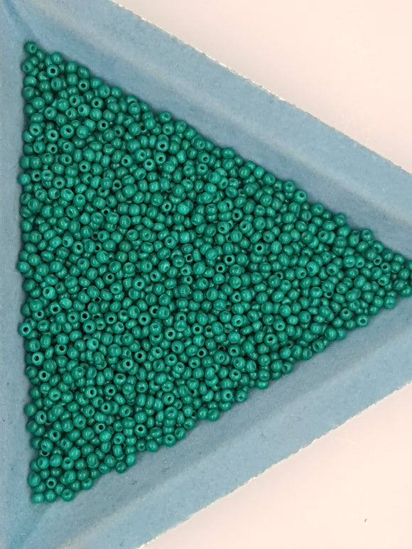 12/0 CHINESE GLASS SEED BEADS - OPAQUE - TEAL GREEN