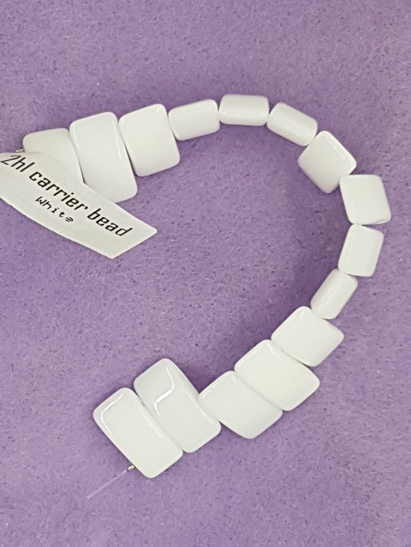 CARRIER BEADS - 17MM X 9MM - WHITE