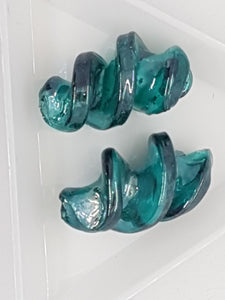 LAMPWORK - H/MADE 28 X 17MM BEAD - AB COLOUR - TEAL GREEN