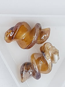 LAMPWORK - H/MADE 28 X 17MM BEAD - AB COLOUR - AMBER
