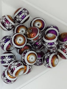 10MM  GLASS BEADS - Packet of 10 - ELECTROPLATED - PURPLE