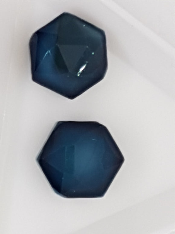 15MM OPAQUE GLASS FACETED HEXAGON BEADS - MIDNIGHT BLUE