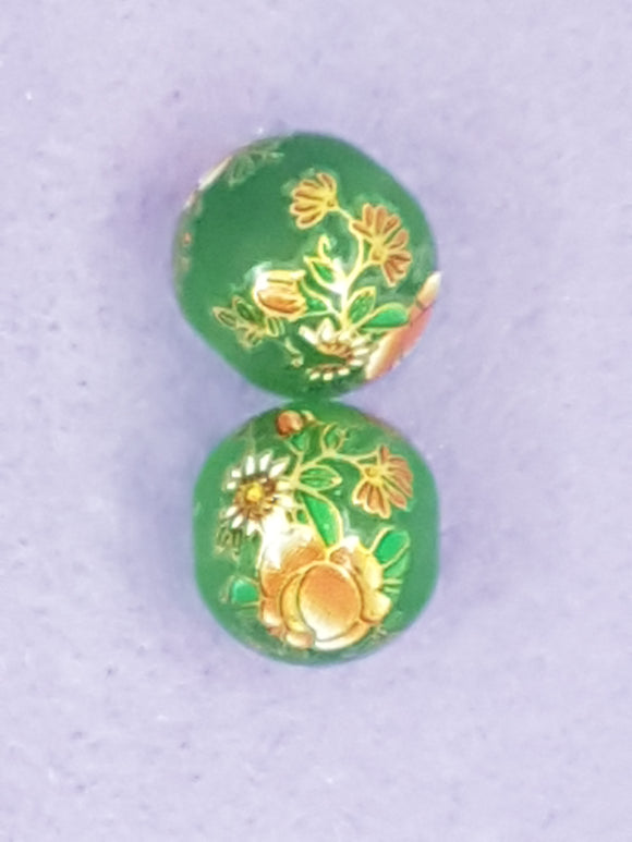 14MM FLOWER PICTURE GLASS BEADS - MIXED FLOWERS - ORANGE
