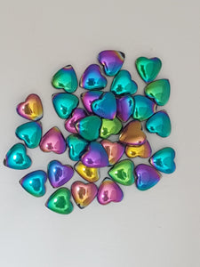 HEARTS - 8X8X3MM ELECTROPLATED HEART BEADS - VITRAIL