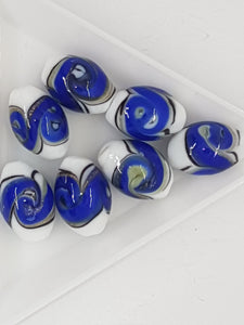 16MM H/MADE LAMPWORK BEADS - OVAL - ROYAL BLUE