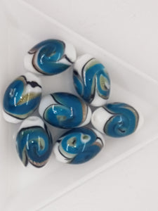 16MM H/MADE LAMPWORK BEADS - OVAL - TEAL GREEN