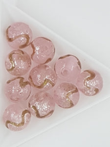 13MM H/MADE LAMPWORK BEADS - ROUND - PINK