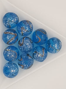 13MM H/MADE LAMPWORK BEADS - ROUND - SKY BLUE