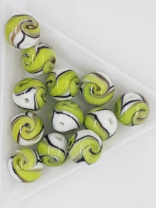 12MM H/MADE LAMPWORK BEADS - ROUND - GREEN