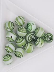 10MM H/MADE LAMPWORK BEADS - ROUND - GREEN