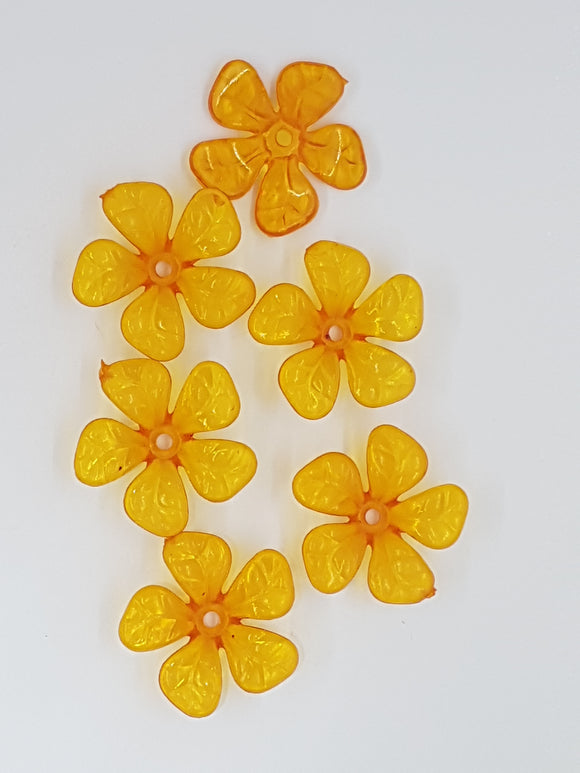 25.5x26x7.5MM ACRYLIC TRANSPARENT FLOWERS - ORANGE