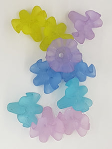 20x18MM ACRYLIC FROSTED PETUNIA FLOWER - MIXED