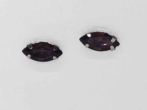 12x6MM GLASS RHINESTONE HORSE EYE MONTEE - DARK AMETHYST