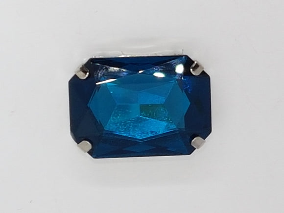 27x18x10MM GLASS RHINESTONE RECTANGLE MONTEE - MARINE BLUE