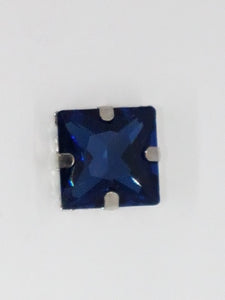 14x14MM GLASS RHINESTONE SQUARE MONTEE - DARK BLUE