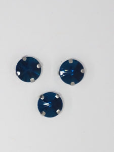 10MM GLASS RHINESTONE ROUND MONTEE - TEAL BLUE