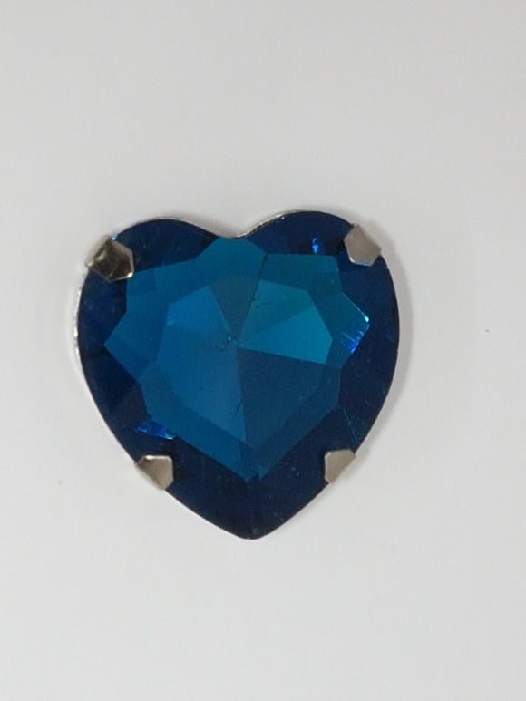 27x27MM GLASS RHINESTONE HEART MONTEE - TEAL BLUE
