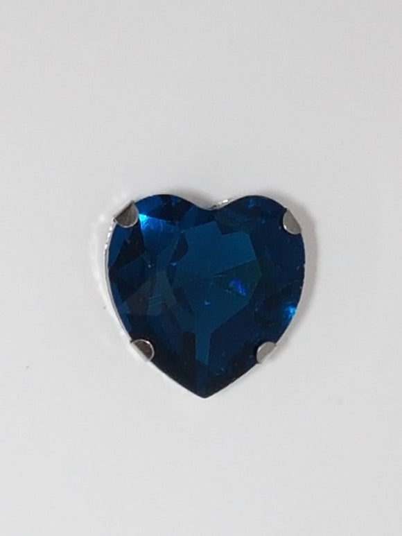 18x18MM GLASS RHINESTONE HEART MONTEE - TEAL BLUE