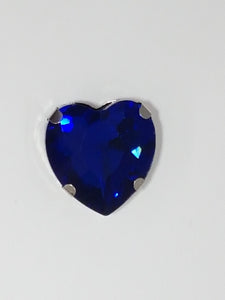 18x18MM GLASS RHINESTONE HEART MONTEE - ROYAL BLUE