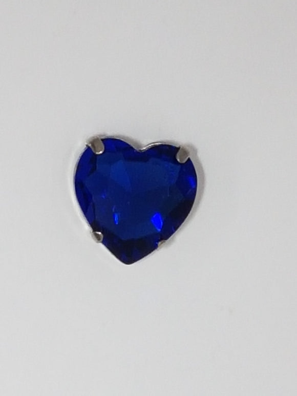 14x14MM GLASS RHINESTONE HEART MONTEE - ROYAL BLUE