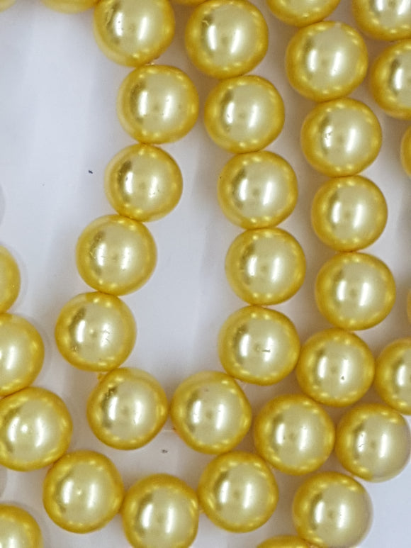 14MM GLASS ROUND PEARLS - GOLDEN PEACH