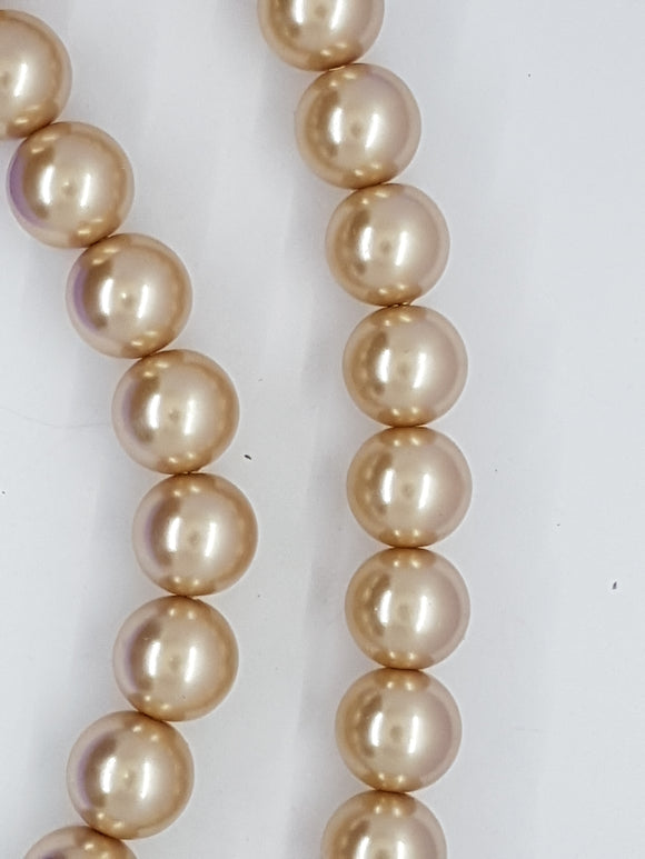 14MM GLASS ROUND PEARLS - PALE COCOA