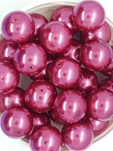 14MM GLASS ROUND PEARLS - DARK CRIMSON