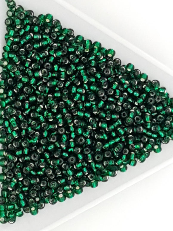 TOHO 11/0 SEED BEADS - SILVER LINED GREEN EMERALD