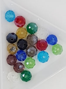 8MM ABACUS GLASS BEADS- Pack of 20 - MIXED