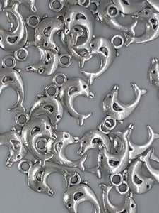 CHARMS - MARINE - 16x9x2MM - DOLPHIN - ANTIQUE SILVER