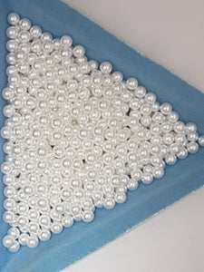 4MM GRADE A GLASS ROUND PEARLS - NO HOLES - WHITE