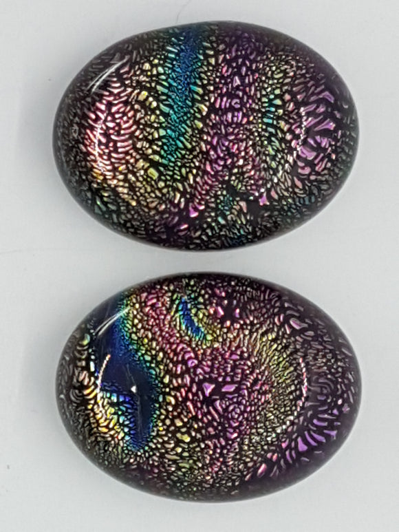 CABOCHON - 20x15MM DICHROIC GLASS  - RAINBOW