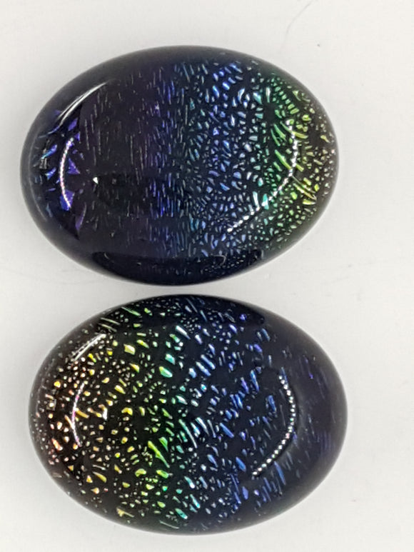 CABOCHON - 20x15MM DICHROIC GLASS  - BLUE/GREEN/PURPLE