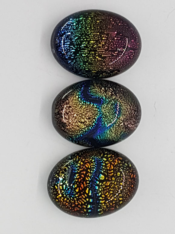 CABOCHON - 20x15MM DICHROIC GLASS  - RAINBOW MIX