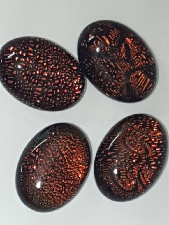 CABOCHON - 18x13MM DICHROIC GLASS  - ORANGE MOTTLE