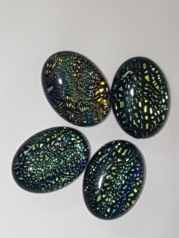 CABOCHON - 18x13MM DICHROIC GLASS  - GREEN/BLUE