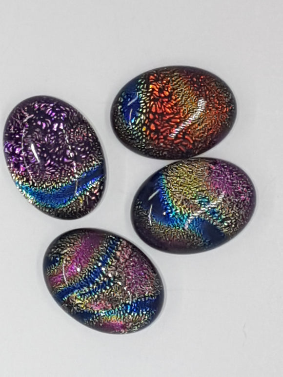 CABOCHON - 18x13MM DICHROIC GLASS  -RAINBOW