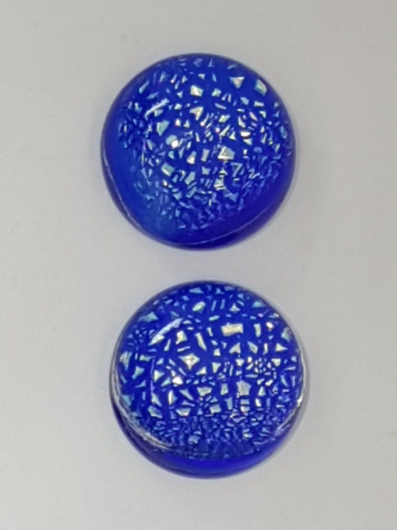 CABOCHON - 16MM DICHROIC GLASS  -ROUND - TWO TONE BLUE