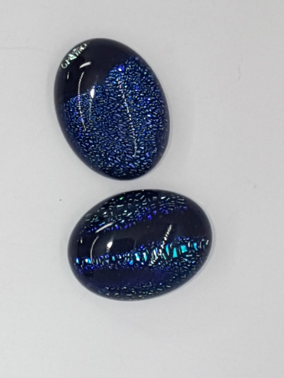 CABOCHON - 20x15MM DICHROIC GLASS  - BLUE/PURPLE/BLACK