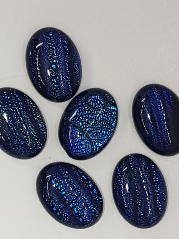 CABOCHON - 18x13MM DICHROIC GLASS  - ROYAL BLUE/PURPLE/BLUE