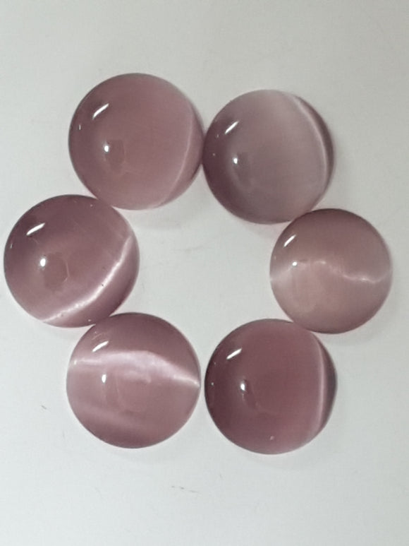 CABOCHON - 12-14MM CAT'S EYE  - ROUND - PALE AMETHYST